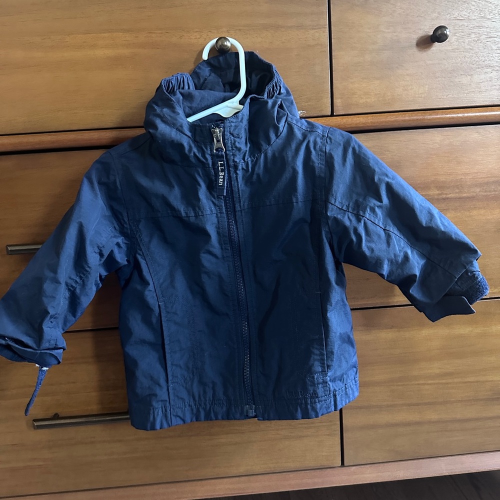L.L. Bean Kids Navy Hooded Rain Jacket, great condition